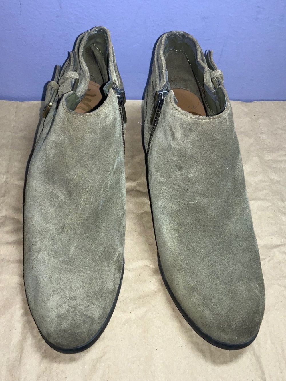 Sam Edelman brown suede zip ankle bootie Sz 9